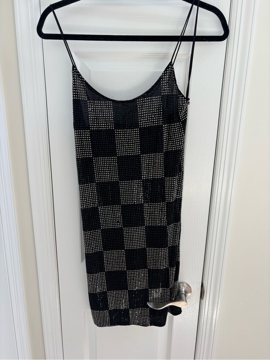Alice + Olivia Dresses & Skirts - Alice + Olivia Black Beaded Check Slip Mini Dress